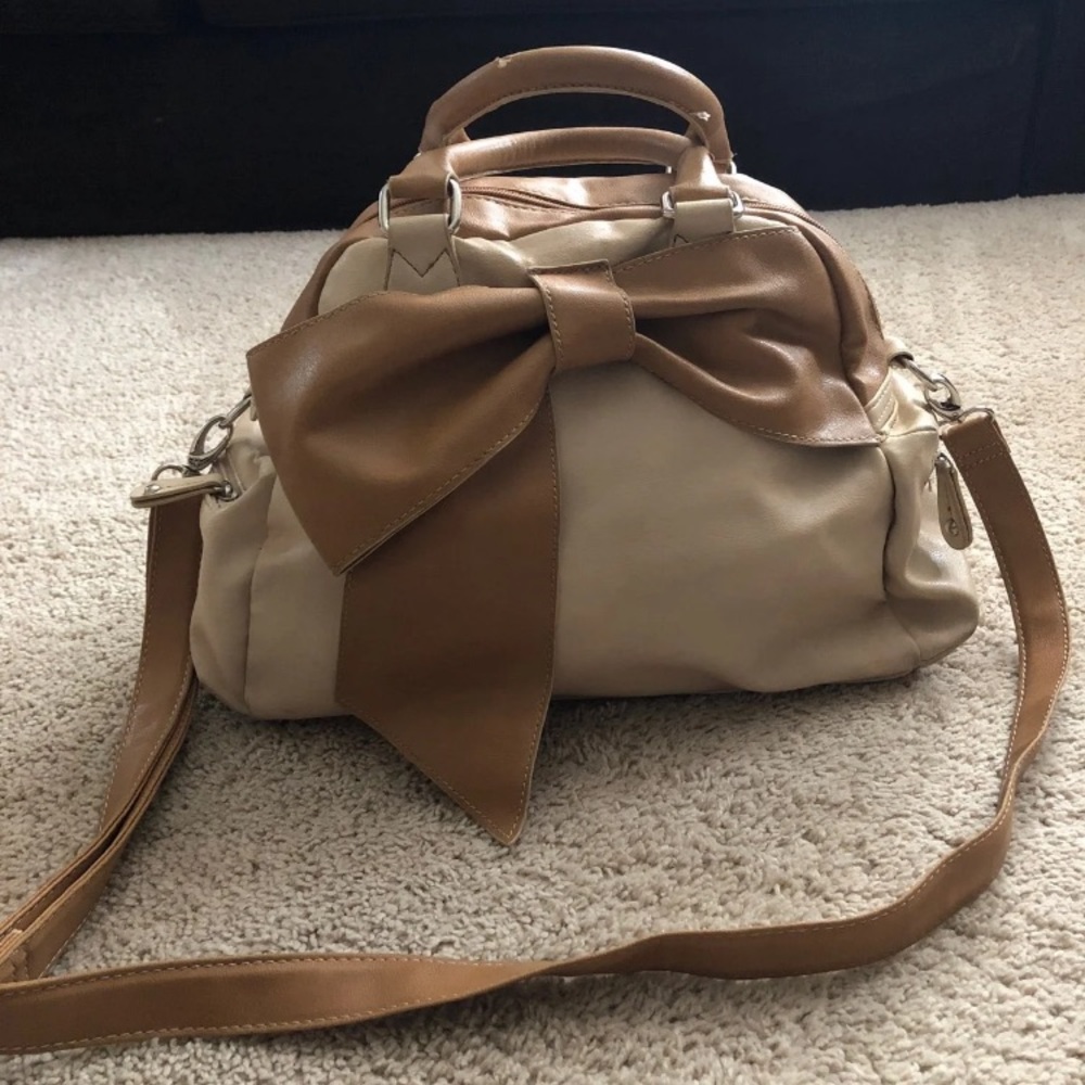 Leather Bow Satchel Bag